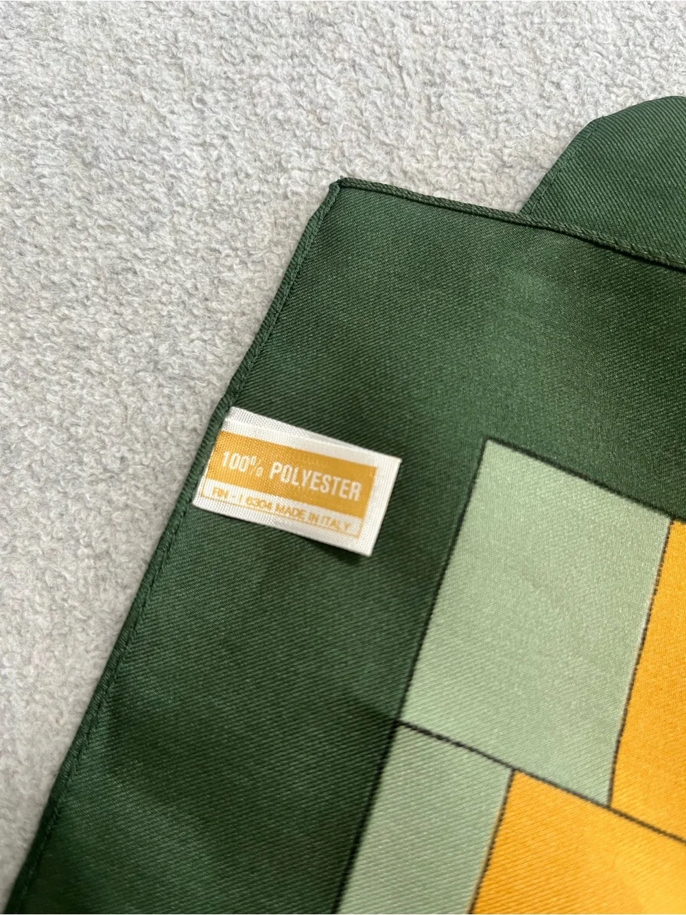 Monique Valery Green & Mustard Geometric Silk Scarf